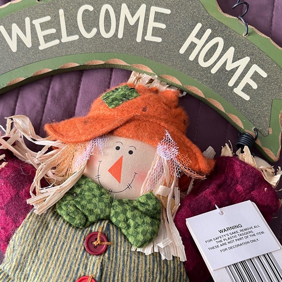 Set of 2 Fall Scarecrow Wall Hang Decor Welcome Home Bless Our Home - Picture 8 of 10